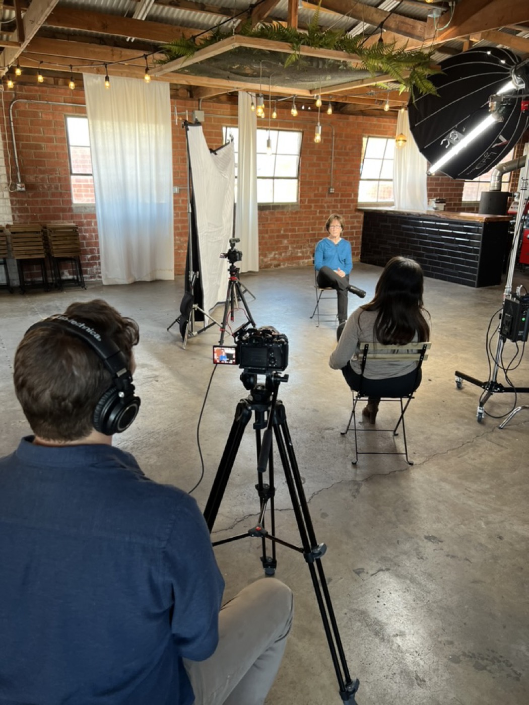 Our team filming an interview on set